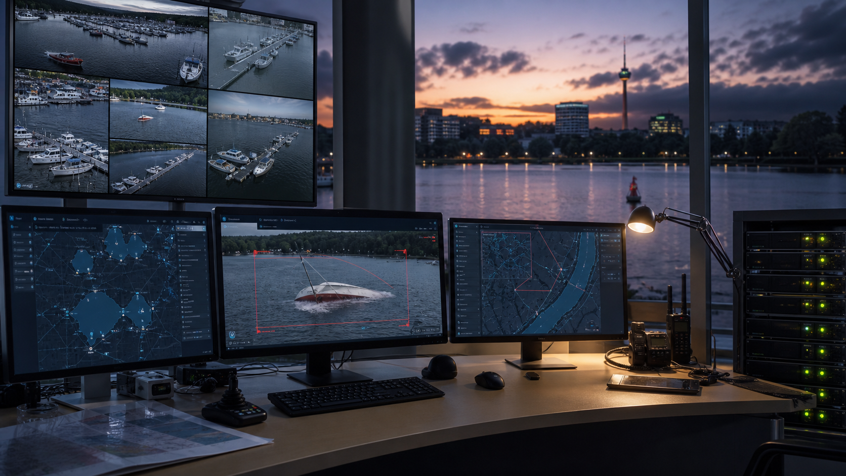 KI-gestützter Leitstand für Wasserrettung mit Kamerastreams und Lagekarte